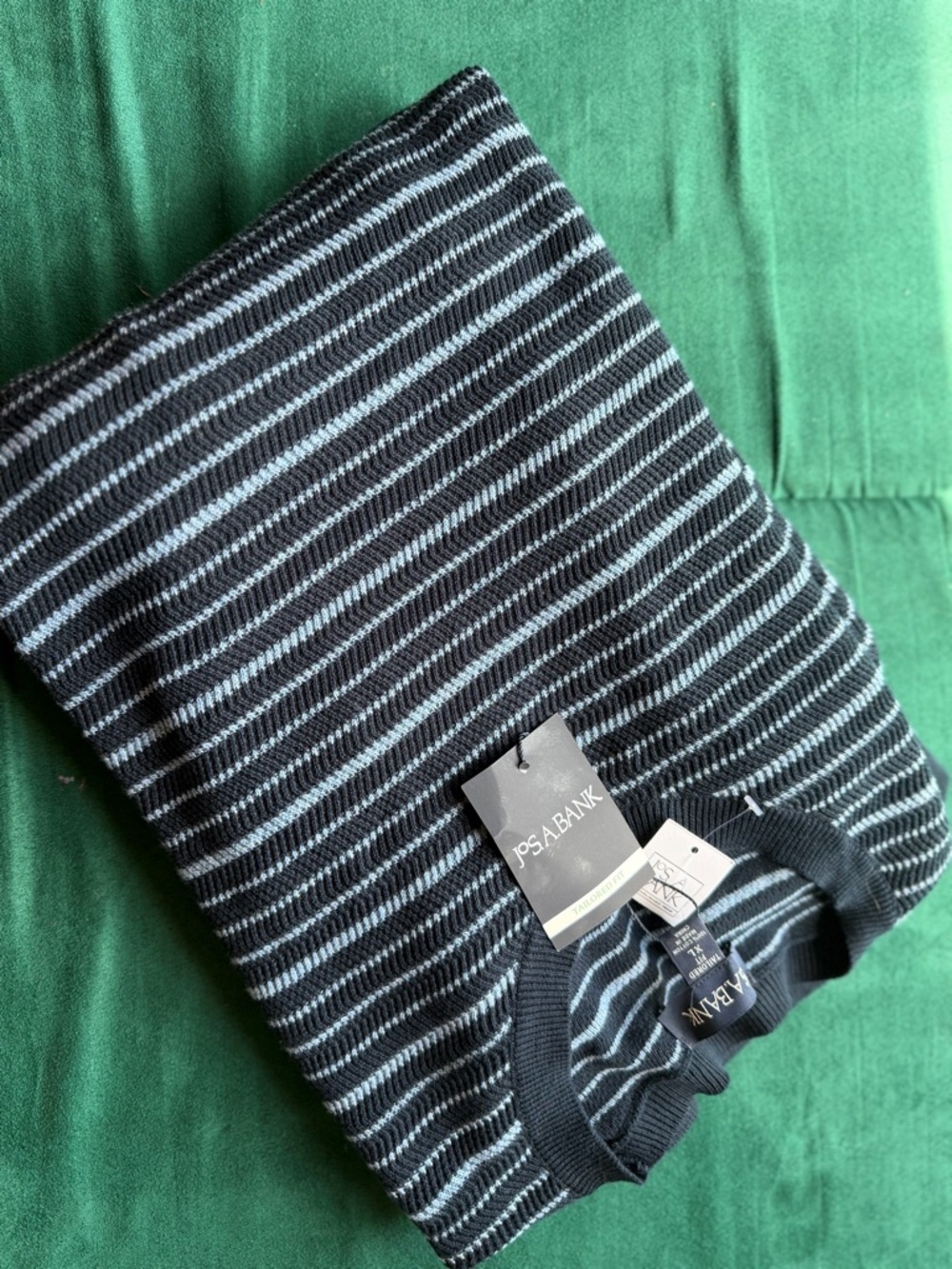 Jos. A. Bank Navy and Light Blue Striped Crewneck Sweater xl NWT - Picture 4 of 6
